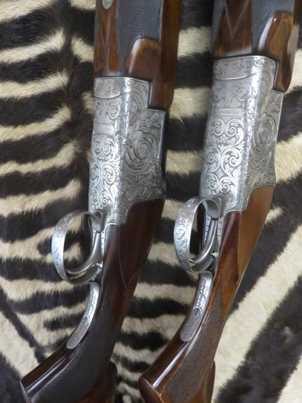 Paire de fusils WINCHESTER Mod.400 cal.12/70 canons 71 cm gravures artisanales – Image 6